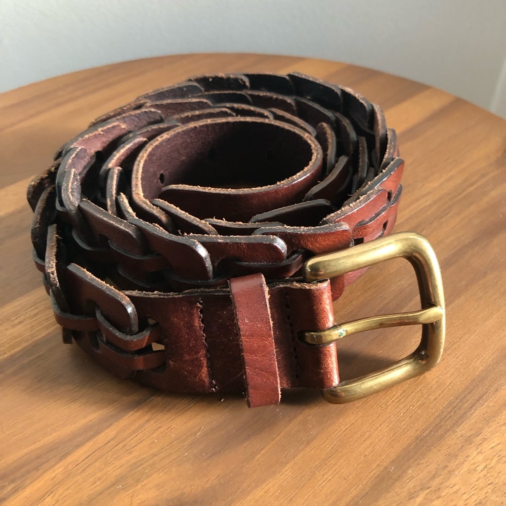 Brown Leather Braided Belt